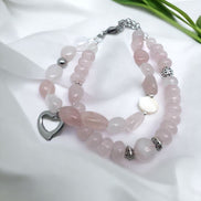 BRACELET QUARTZ ROSE - Double rang