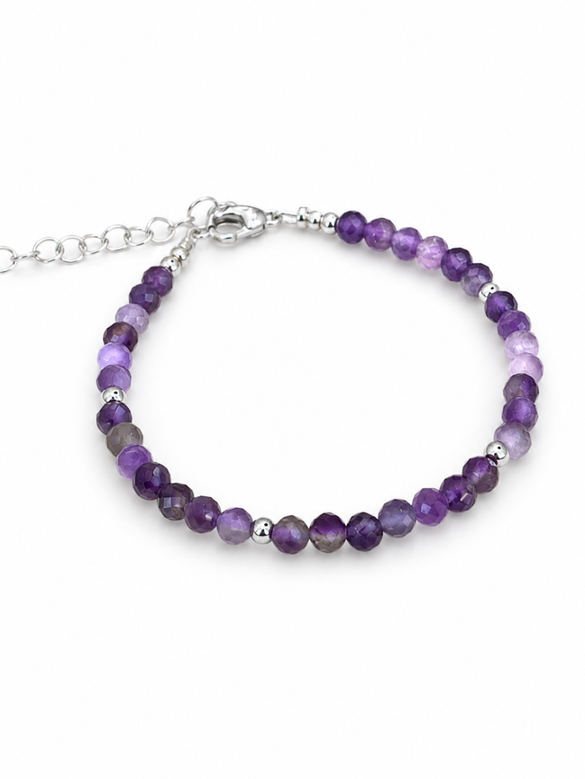 - Bracelet camaïeu d'Améthyste facettée