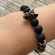 Bracelet Loup - Hématite et Pierre de lave