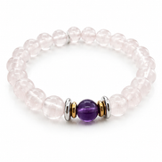 Bracelet Yin-yang  Apaisement (Quartz rose et sa perle centrale en améthyste)