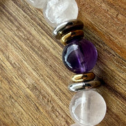 Bracelet Yin-yang  Apaisement (Quartz rose et sa perle centrale en améthyste)