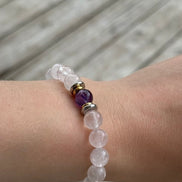 Bracelet Yin-yang  Apaisement (Quartz rose et sa perle centrale en améthyste)