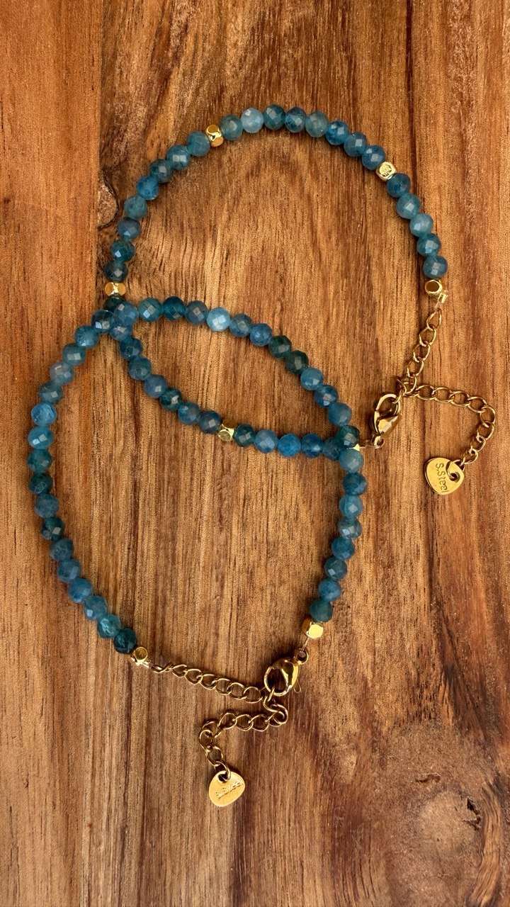 Collier et / ou bracelet Apatite bleue facettée
