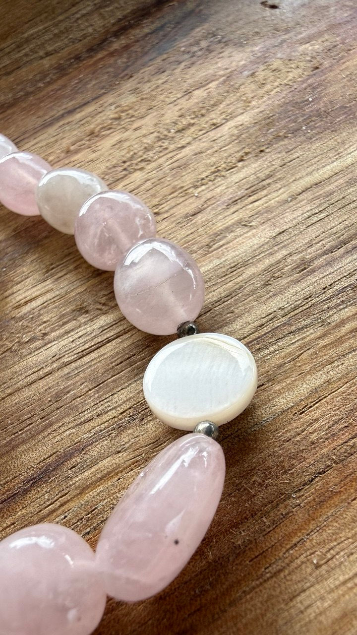 BRACELET QUARTZ ROSE - Double rang