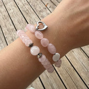BRACELET QUARTZ ROSE - Double rang