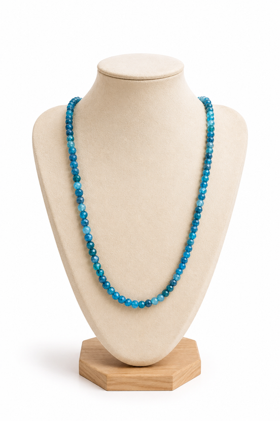 Collier et / ou bracelet Apatite bleue facettée