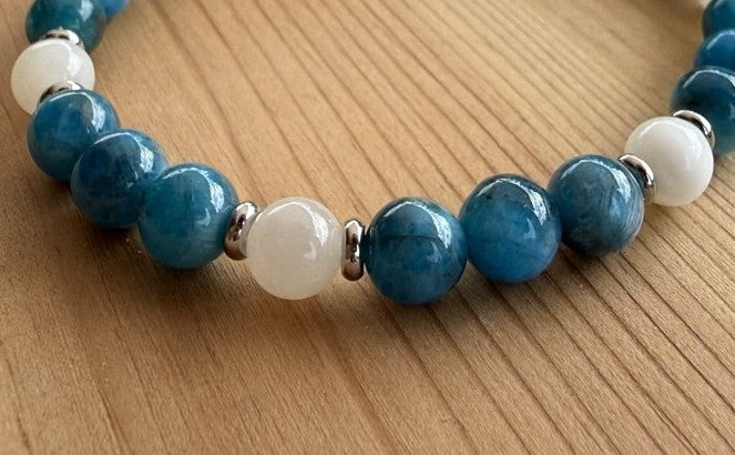 Bracelet Apatite bleue et Pierre de lune