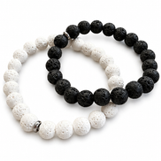 Bracelet Pierre de lave noire ou blanche D8