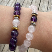 Bracelet Yin-yang  Apaisement (Quartz rose et sa perle centrale en améthyste)