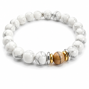 Yin-Yang Bracelet in Howlite and Landscape Jasper