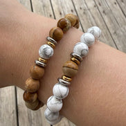 Yin-Yang Bracelet in Howlite and Landscape Jasper