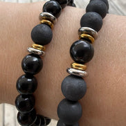 Bracelet Yin-yang en Shungite, version mate