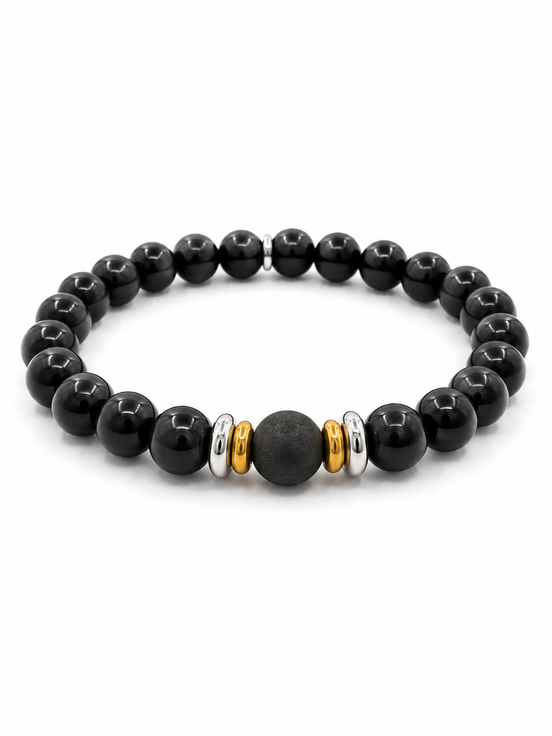 Bracelet Yin-yang en Shungite, version polie