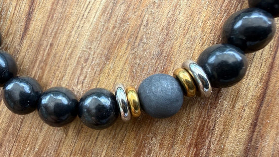Bracelet Yin-yang en Shungite, version polie