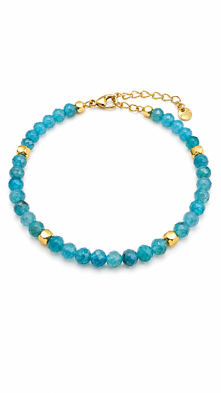 - Bracelets et/ou collier en apatite bleue facettée