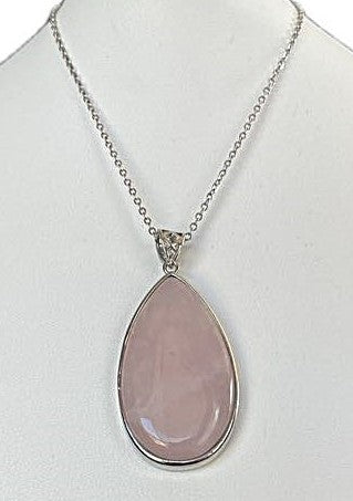 Pendentif goutte sertie  en Quartz rose