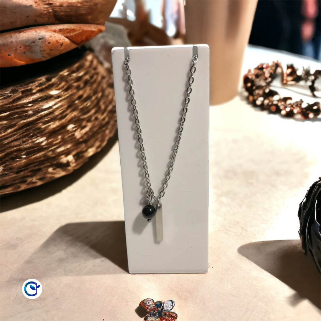 Collier Mixte Minimaliste et Tourmaline noire