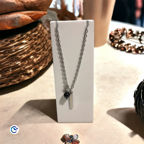Collier Mixte Minimaliste et Tourmaline noire