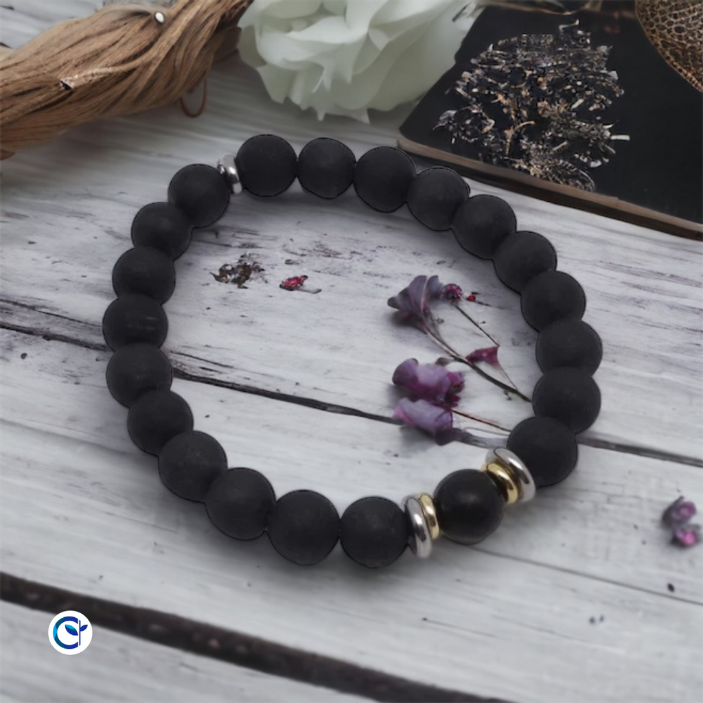 Bracelet Yin-yang en Shungite, version mate