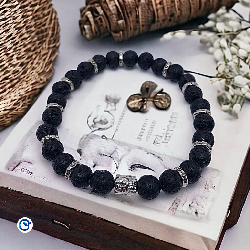 Bracelet Bouddha Pierre de lave D8