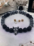 Bracelet Loup - Hématite et Pierre de lave