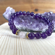 Bracelet Yin-yang  Anti-stress - (Améthyste et sa perle centrale en quartz rose)