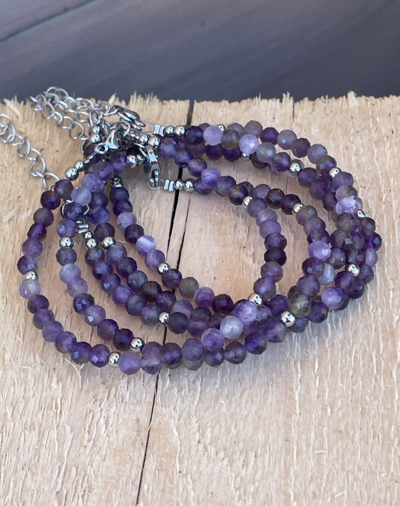 Bracelet camaïeu d'Améthyste facettée