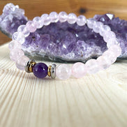 Bracelet Yin-yang  Apaisement (Quartz rose et sa perle centrale en améthyste)