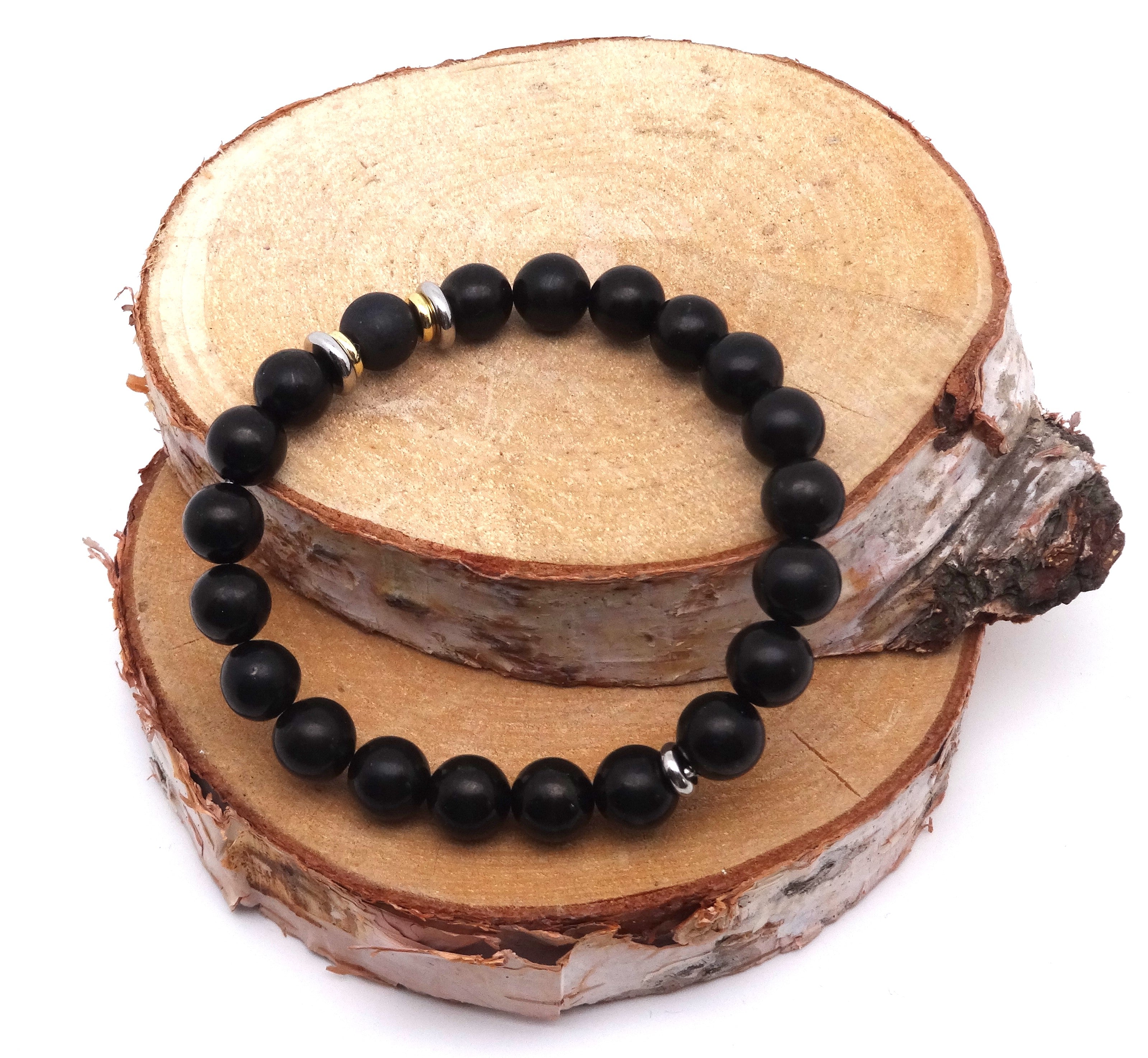 Bracelet Yin-yang en Shungite, version polie