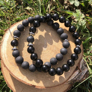 Bracelet Yin-yang en Shungite, version polie