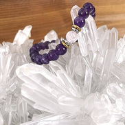 Bracelet Yin-yang  Anti-stress - (Améthyste et sa perle centrale en quartz rose)