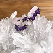 Bracelet Yin-yang  Anti-stress - (Améthyste et sa perle centrale en quartz rose)