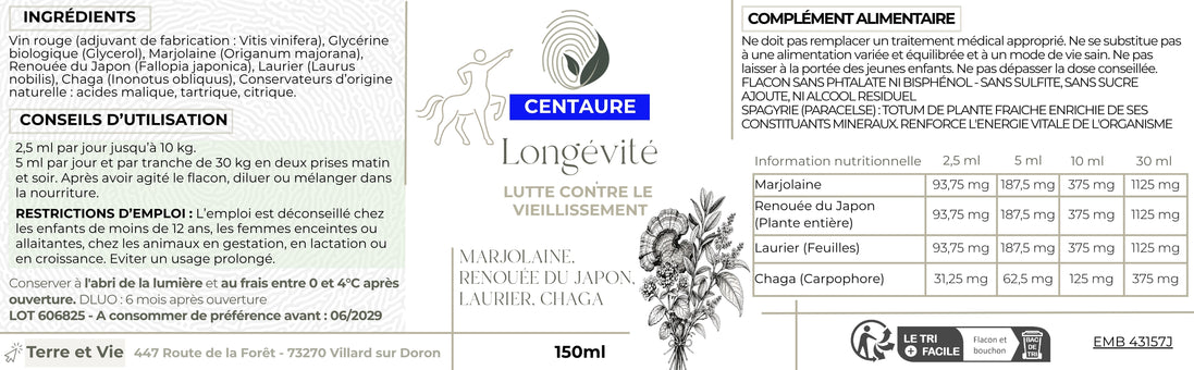 Gamme Centaure - LONGEVITE
