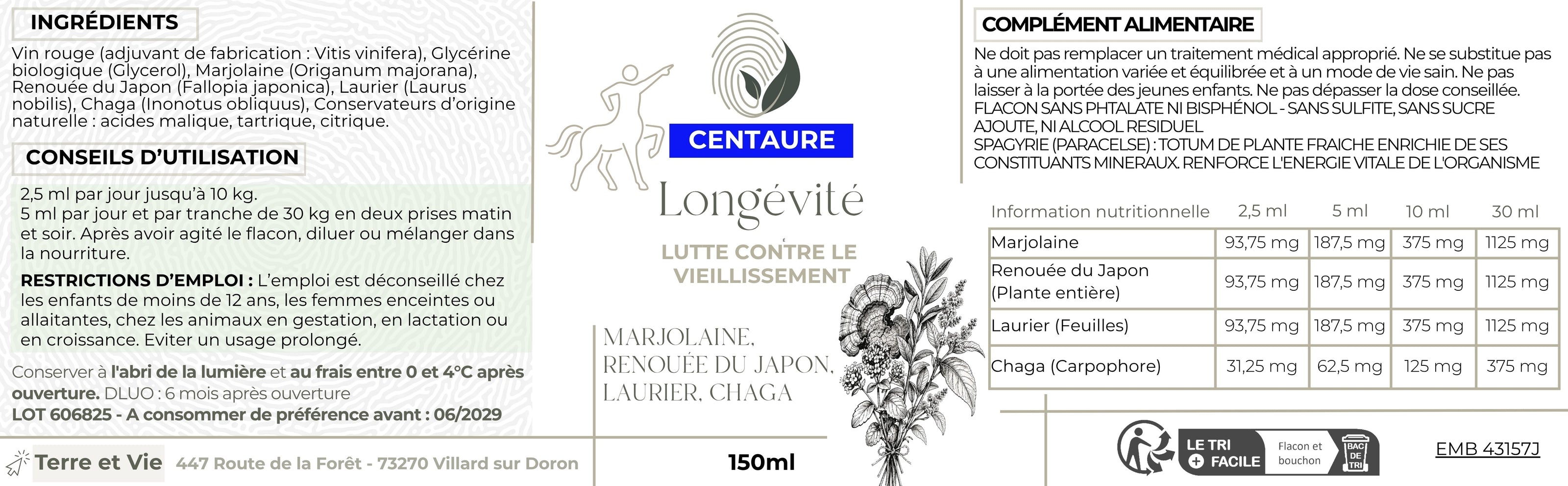 Gamme Centaure - LONGEVITE