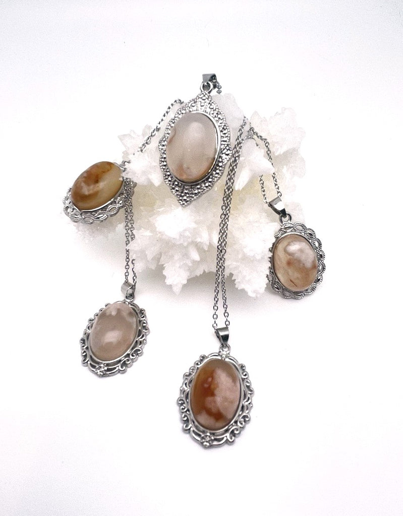 PENDENTIF AGATE FLEUR DE CERISIER