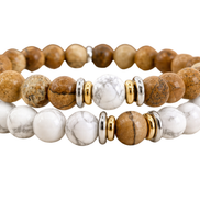 Yin-Yang Bracelet in Howlite and Landscape Jasper