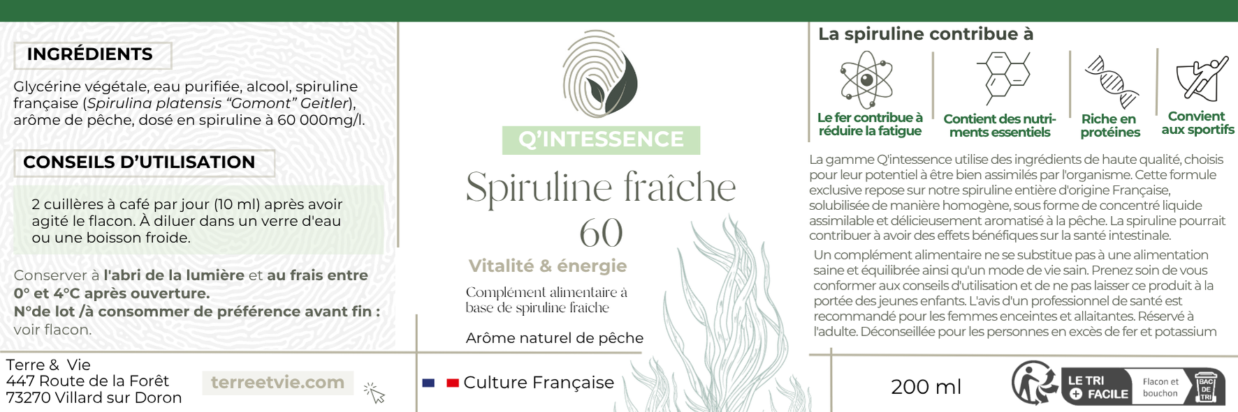 SPIRULINE FRAICHE 60g