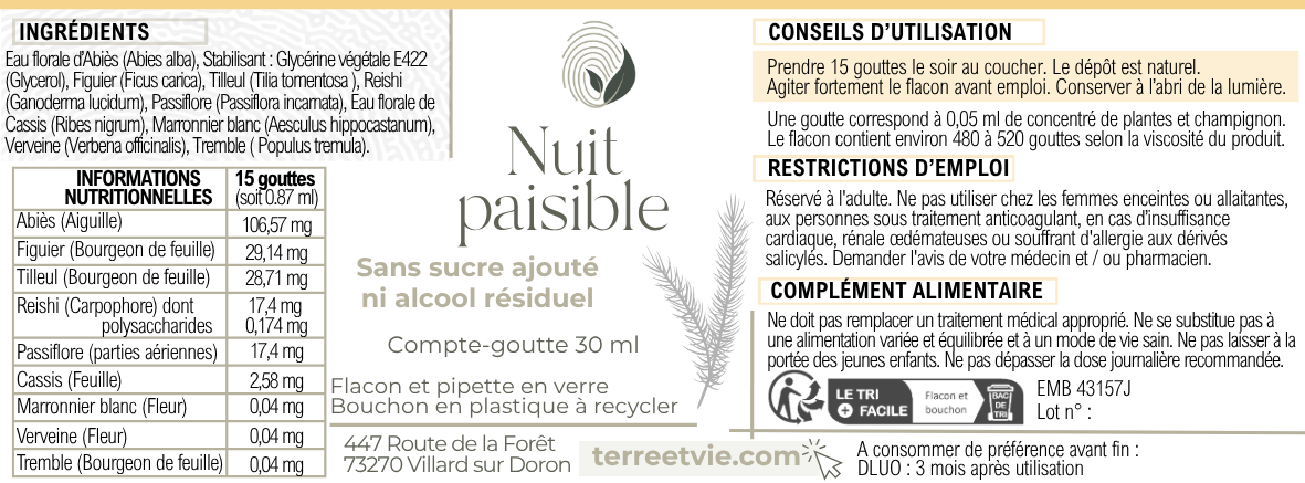 Gamme symbiose - NUIT PAISIBLE - NOUVELLE FORMULE