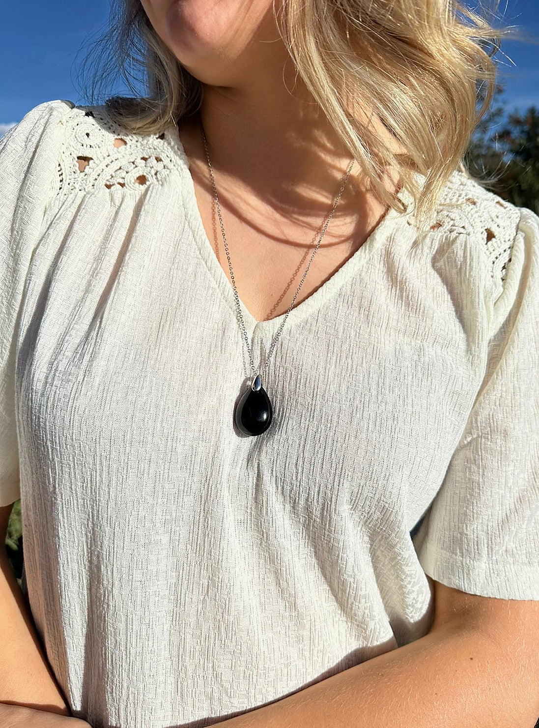 Pendentif en obsidenne œil céleste
