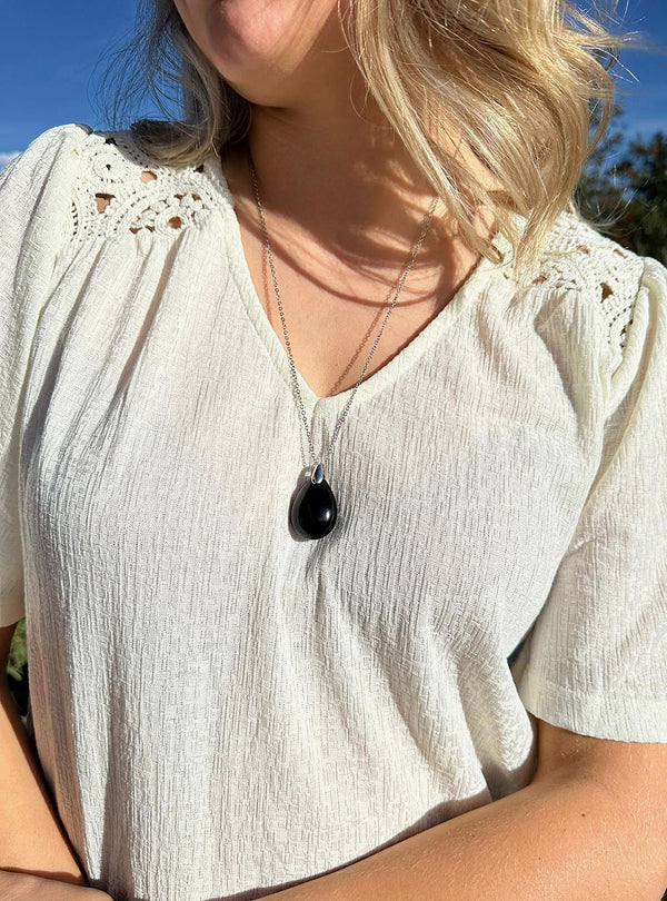 Pendentif en obsidenne œil céleste