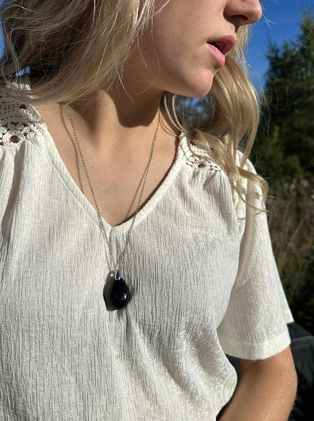 Pendentif en obsidenne œil céleste