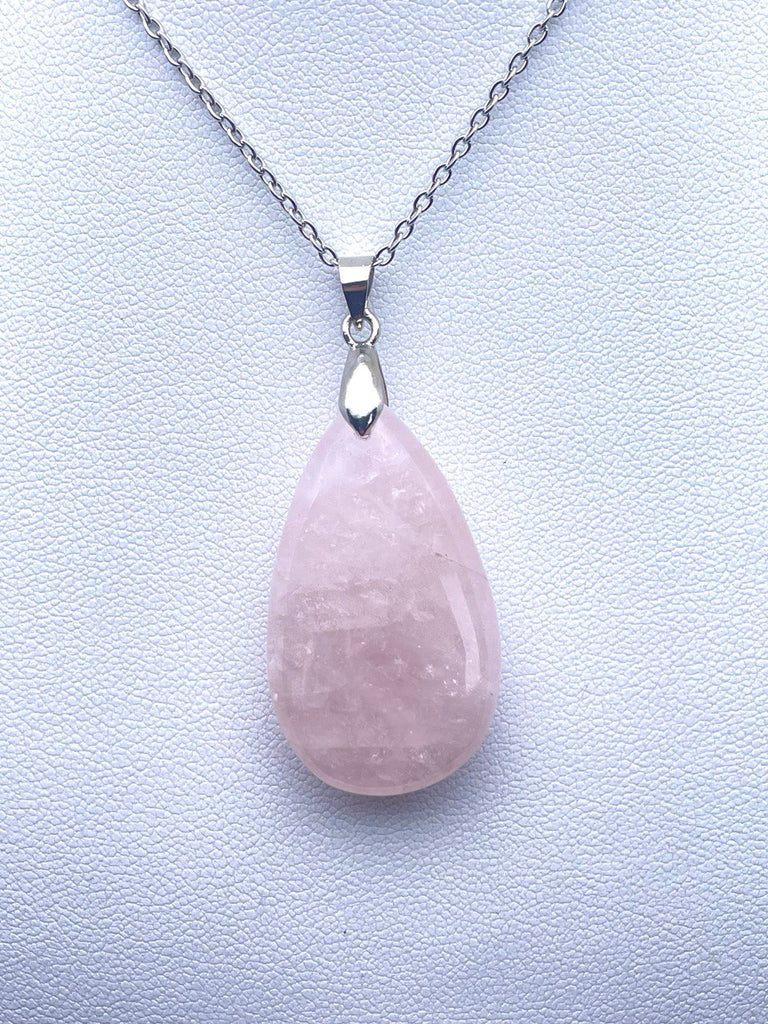 Pendentif goutte en Quartz rose