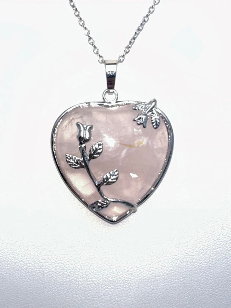 Pendentif - Gros coeur en Quartz rose