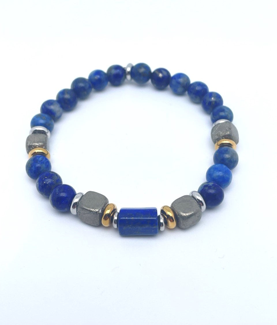 Bracelet lapis-lazuli et pyrite