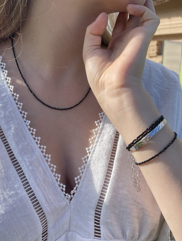 Collier et/ou Bracelet en Spinelle noir